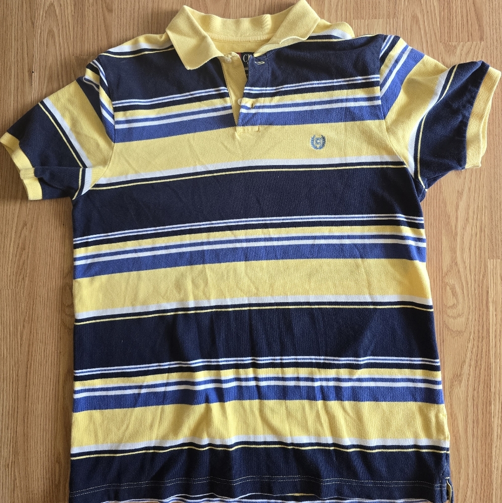 Men's Chaps collar T-shirt in yellow and blue, size L/G